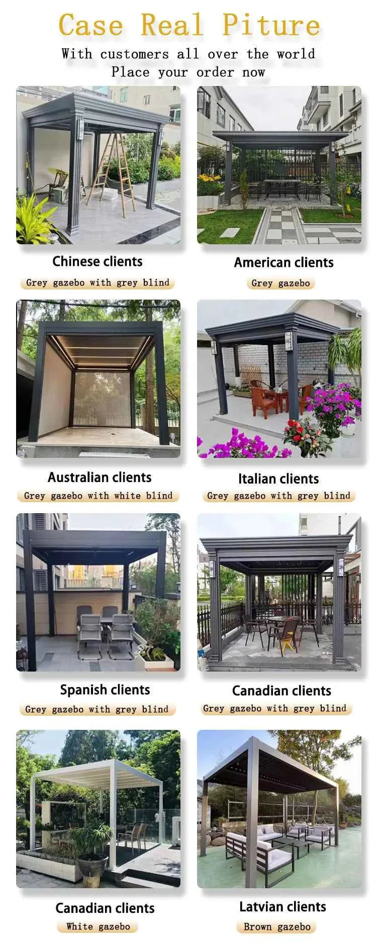 Automated Opening Waterproof Wingproof Louvered Motorized Aluminous Outdoor Living Garden Pergolas Gazebo Canopy Exterior Gazebo