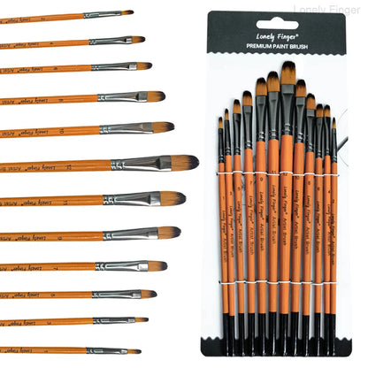 Paint Brush Set 12/48pcs Synthetic Hair for Acrylic Painting Watercolor Painting Gouache Ink Craft and Detail Painting