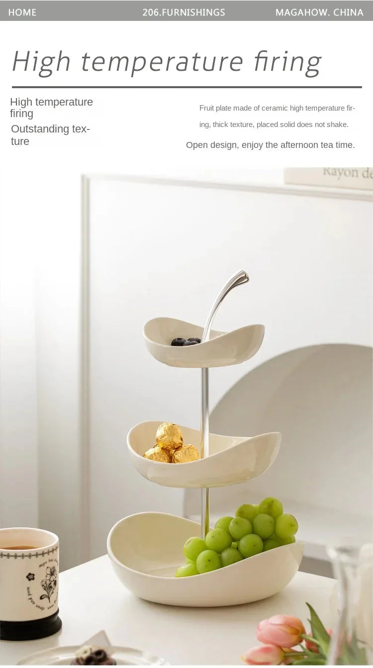 Fruit Plate Home Living Room Coffee Table Ornaments Candy Dish Placed Snack Tray Multi-layer High-grade Fruit Plate