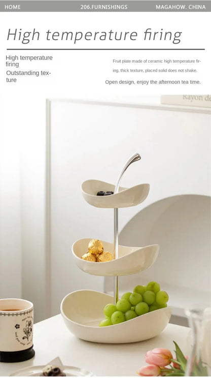 Fruit Plate Home Living Room Coffee Table Ornaments Candy Dish Placed Snack Tray Multi-layer High-grade Fruit Plate