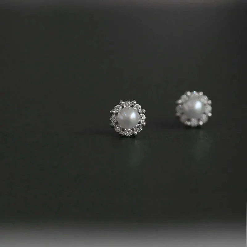 Upscale 14k Gold Jewelry Real Gold  Earrings Zircon Pearl Twist Luxury Stud Earrings for Women Brincos Pendientes Bijoux