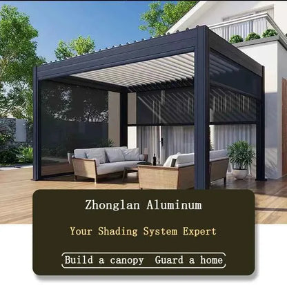 Automated Opening Waterproof Wingproof Louvered Motorized Aluminous Outdoor Living Garden Pergolas Gazebo Canopy Exterior Gazebo