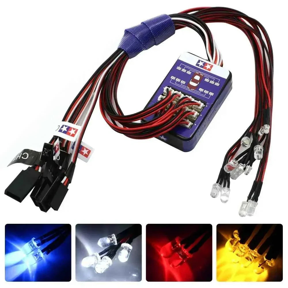 RC model car lights, 2 lights, 4 lights, 6 lights, 8 lights, red and white lights, 3/5mm LED cup, RC spotlights, white light