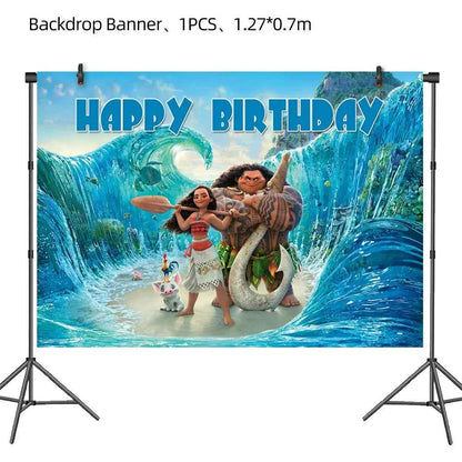 Moana Party Decorations Balloons Set Tableware Napkins Cups Plates Backdrop Kit Disney Vaiana Theme Happy Birthday Deco Supplies