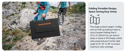 MHPOWOS 400W Portable Solar Panel, Lightweight Foldable Solar Panels with an Adjustable Kickstand, IP67 Waterproof Solar Charger