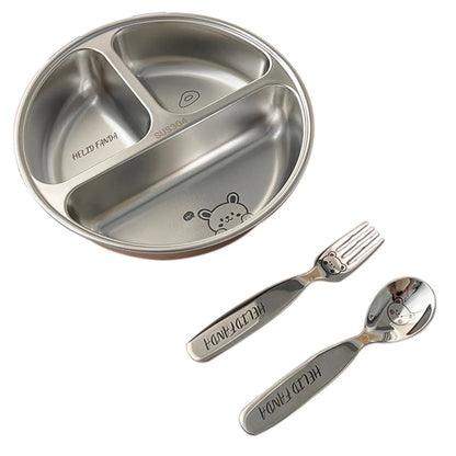 3 Compartments Dinner Plate 304 Stainless Steel Salad Plates Dishes Stackable Portion Control Diet Food Plate Dishwasher Safe