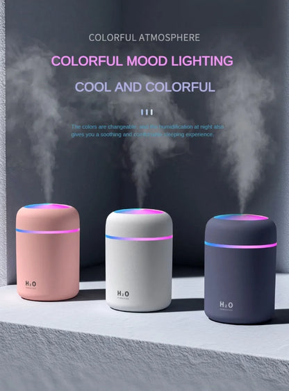 Portable Mini Air Humidifier For Bedroom,Personal Desktop,Car With Colorful Mood Lighting 2 Mist Modes And Auto Shut-Off