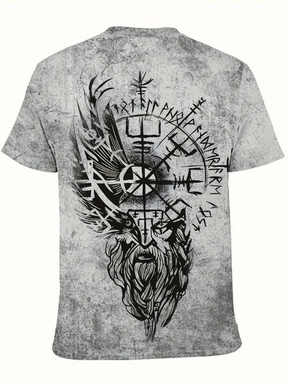 New T-Shirts for Men Unique Geometric Print Design Summer Vintage Graphic T-Shirts Casual Crew Neck Short Sleeve Men's Clothing