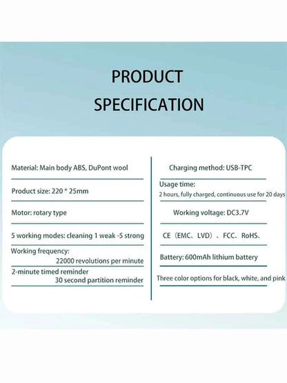 Morning Renewal -360 ° Rotating Electric Toothbrush, Adult Timer 5-mode Rechargeable Toothbrush, 4 replaceable brush heads elect