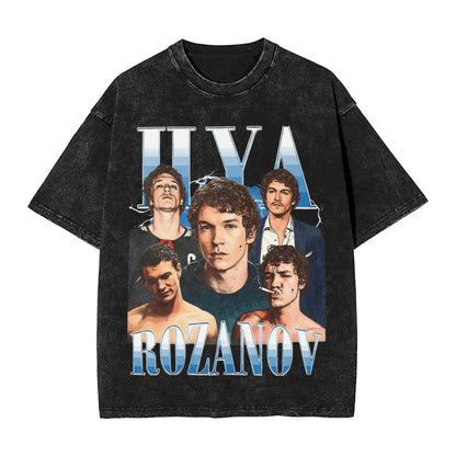Mens T Shirt Ilya Rozanov 81 Boston Raiders Hudson Williams Washed T-Shirts Hipster  Summer Tee Shirt Y2K Funny Cotton Tops