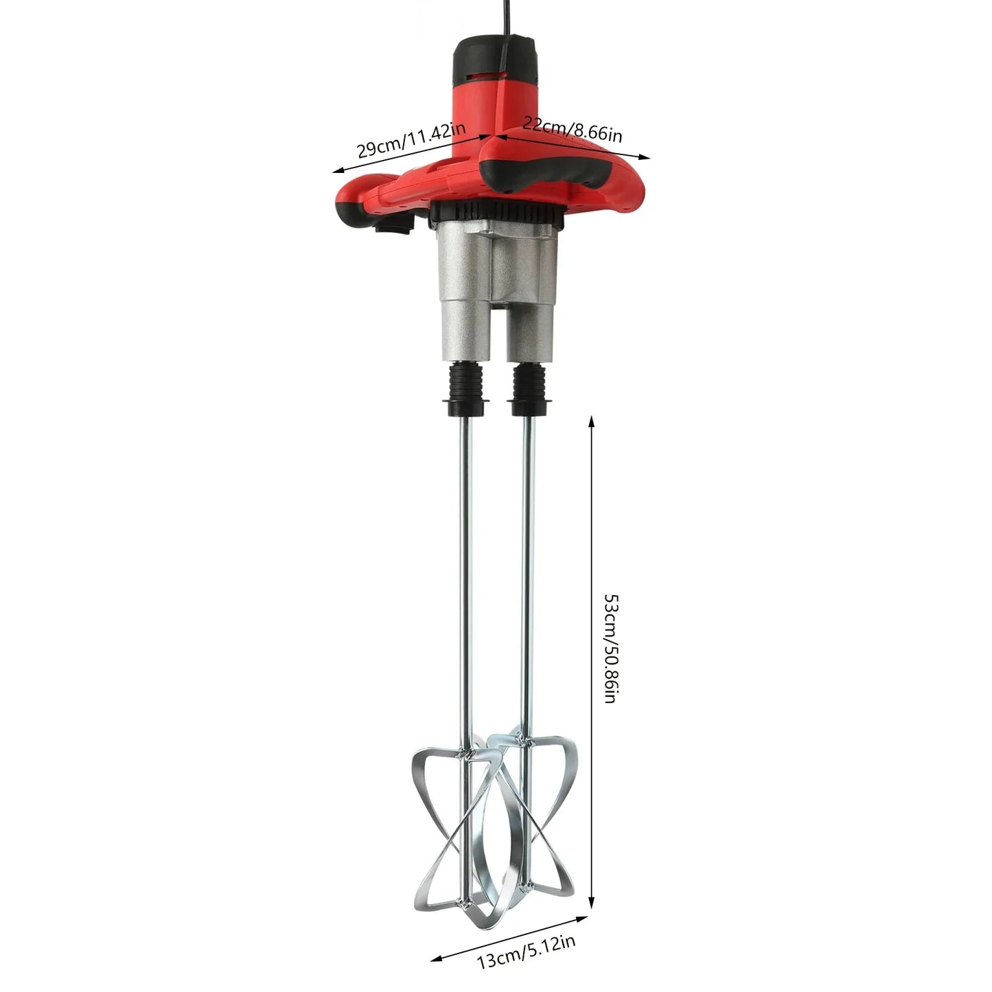 2 Paddle Cement Mixer Mortar Stirrer Concrete Paint Mortar Hand Mixer 6  Speeds Optional Red 1800W / Green 2800W