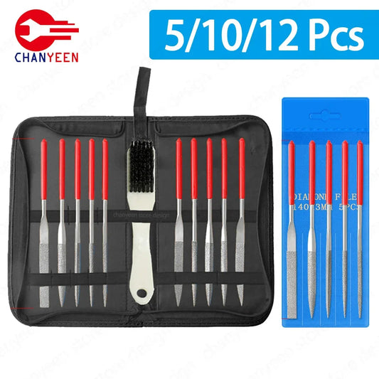 Diamond Mini Needle File Set for Carpentry Jewelry Stone Glass Metal Ceramic Polish Carving DIY Craft Woodworking Hand Tools