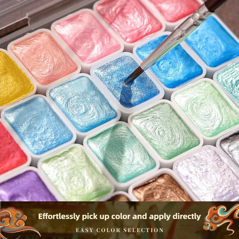 12/98/150/180 Colors Pearl Solid Water Color Paint Set Portable Professional Watercolor Painting School Art Supplies Stationery