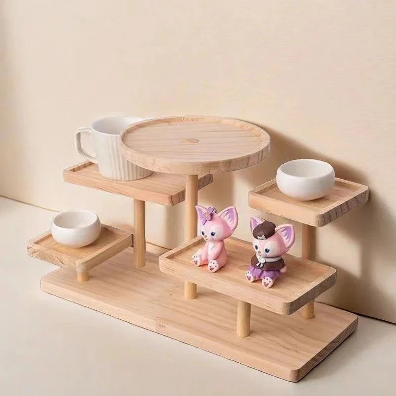 Wooden Standing Shelves Stacked Display Shelves Jewellery Eyeglasses File Organiser For Jewellery Succulents Home Decoration