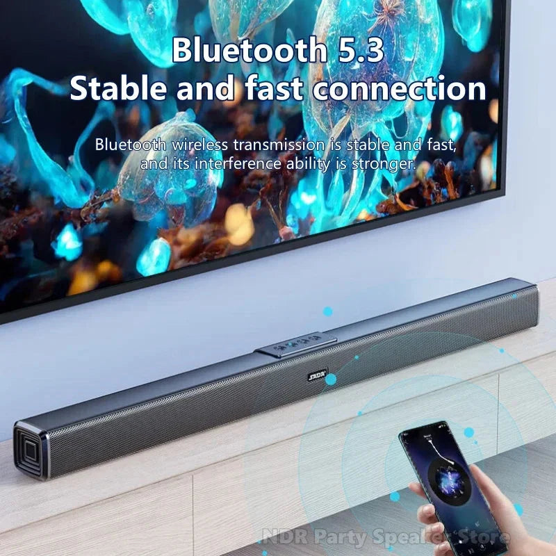 9D Stereo Sound Bar For TV Cinema Echo Wall Bluetooth Speakers COAX AUX U Disk Home Audio Subwoofer 8 Horns 40W High Power