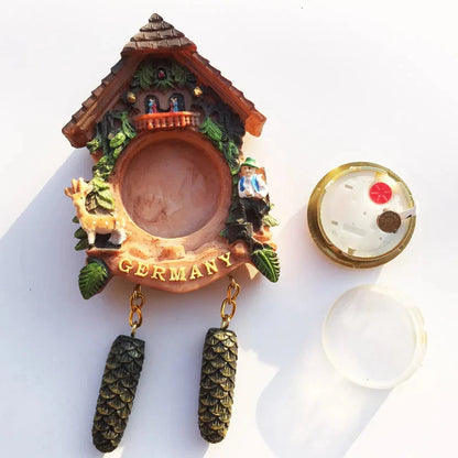 ‌German 3D Cuckoo Clock Wooden House Pine Cone Fridge Magnet, Travel Souvenir, Home Decor, Creative Gift, Strong Magnetic
