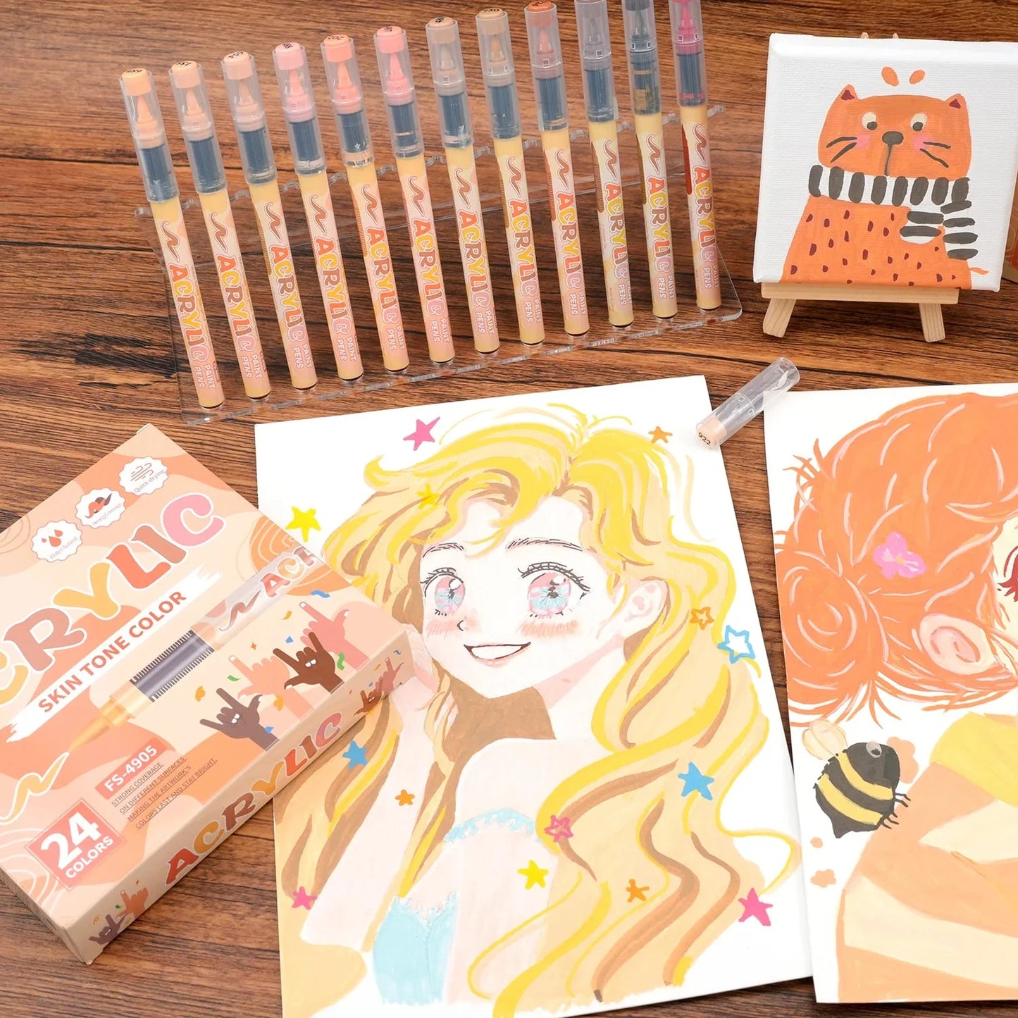Skin Tones Art Markers,Soft Brush Tip Acrylic Paint Pens,Quick-Drying Waterproof for Sketching,Wood,Glass,Fabric,Rocks Painting