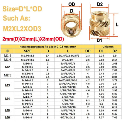 420/500Pcs Stainless Steel Heat Insert Nut TS100 Brass Hot Melt Insert Nuts for Welding Internal Thread Head Bolt Insert