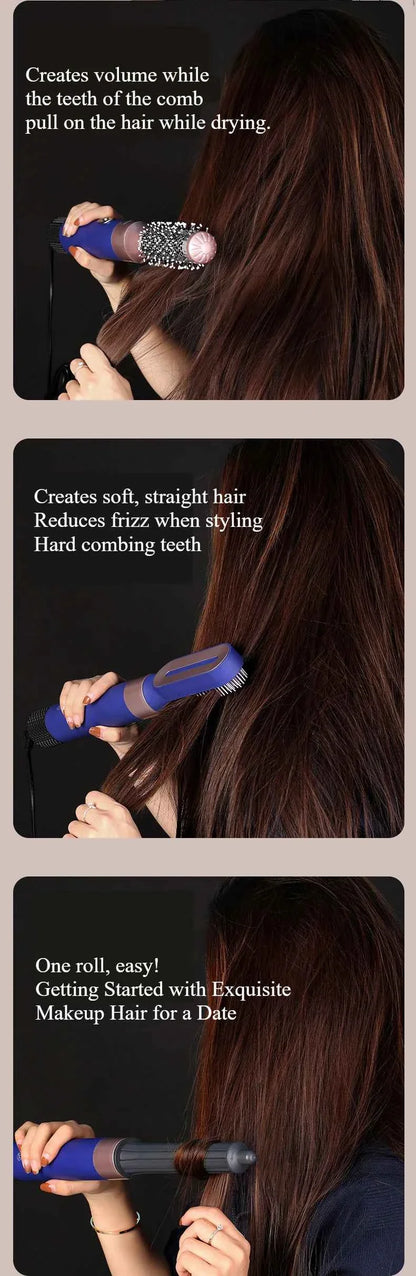 5-in-1 Negative Ion Automatic Curling Iron Multifunction Convenient Hair Dryer Volume Straight Hot Air Comb Curly Girl Method