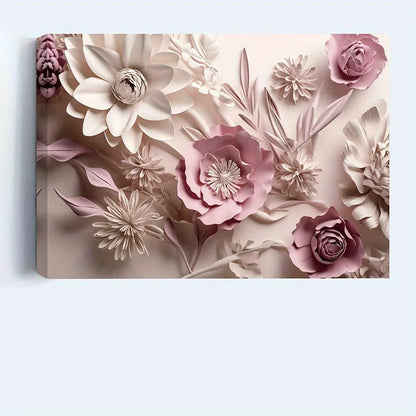 Charming Pink Floral Canvas Wall Art with Wooden Frame - Ideal Home Decor for Bedroom, Living Room & Office