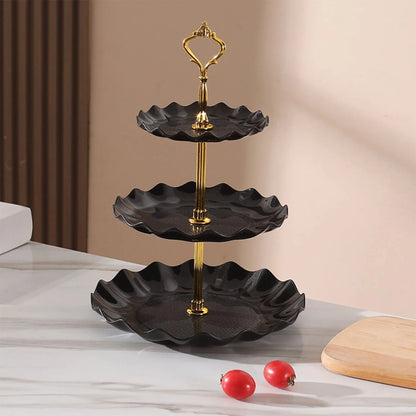 Plastic Dessert Display Table Wavy European And American Style Buffet Tea Break Cake Dessert Service Tray Fruit Plate Display