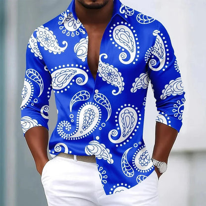 Men's Paisley Floral Print Shirt Fashionable Retro Casual Comfortable Soft Top for Social Party Holiday Clothing