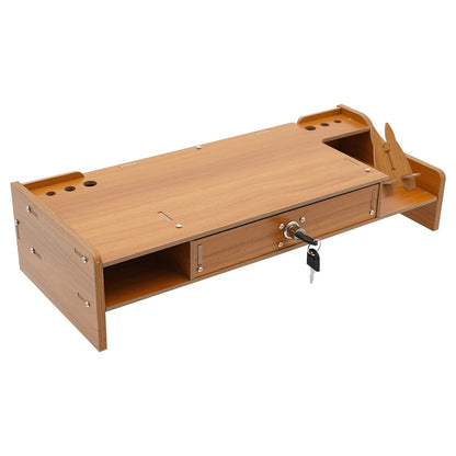Home Computer Monitor Lift Stand with Drawers and Phone Holder, Desktop Organizer, Desktop Drawer Storage Cabinet