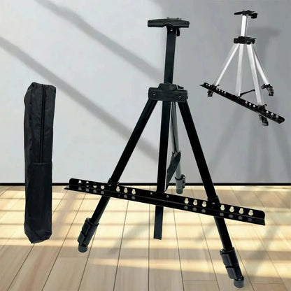 Adjustable Sketching Easel Black Silver Aluminum Alloy Sketch Drawing Easel Triangle Tool Shelf Travel Easel Art Supplies