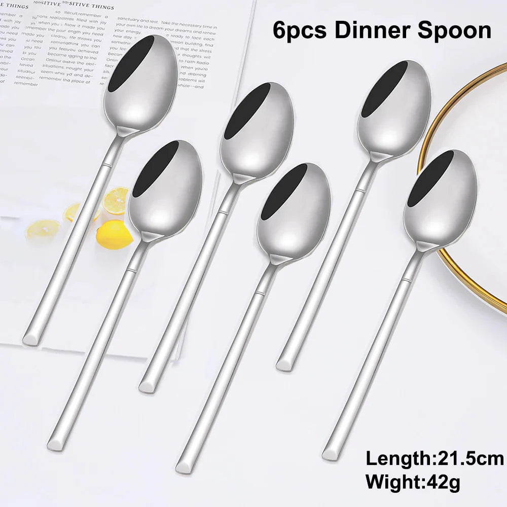 Elegant Thin Silver Cutlery Set - Mirror Polished Stainless Steel Tableware