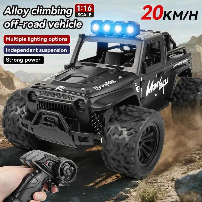 RC Off road Truck 1/16 4WD RTR Durable Beginner All Terrain RC Car High Speed 20Km/h Remote Control Monster Truck Adult Gift Toy