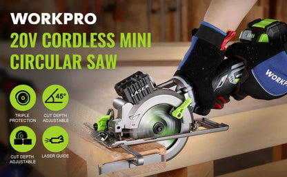 WORKPRO 20V Cordless Electric Circular Saw With Laser For Wood Ceramic Tile 115 mm Saw Blade 710W Electric Circular Saw No Laser