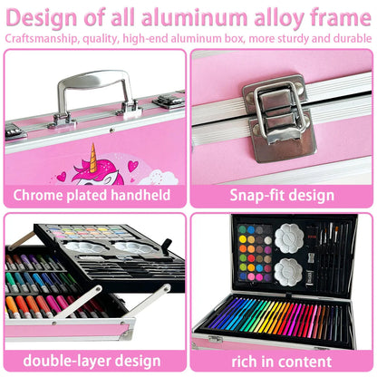 145 aluminum box art supplies for elementary school students, painting tools, children's brush sets, Christmas and New Year gift