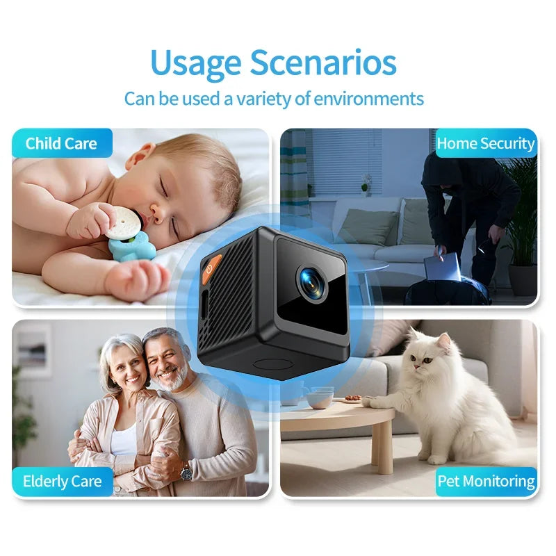 W02 Subminiature 1080P HD WiFi Security Camera - Mini Smart Home Surveillance with Night Vision & Motion Detection