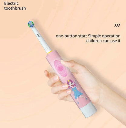 Kids Electric Toothbrush Colorful Cartoon Soft Bristle Rounded Vibrate Heads Teeth Brush Gum Care Battery Power 3-15 Years Old
