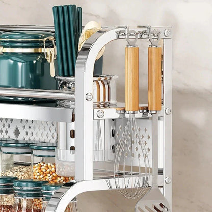 Stainless Steel Kitchen Storage Shelf Seasoning Jar Spice Storage Rack Chopsticks Knife Shelf Bar Organizer Kitchen Supplies