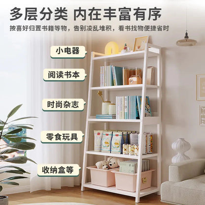 Household Multi-layer Wrought Iron Shelves Ins Wind Simple Floor Storage Display Cabinet Trapezoidal Shelf Bookshelf