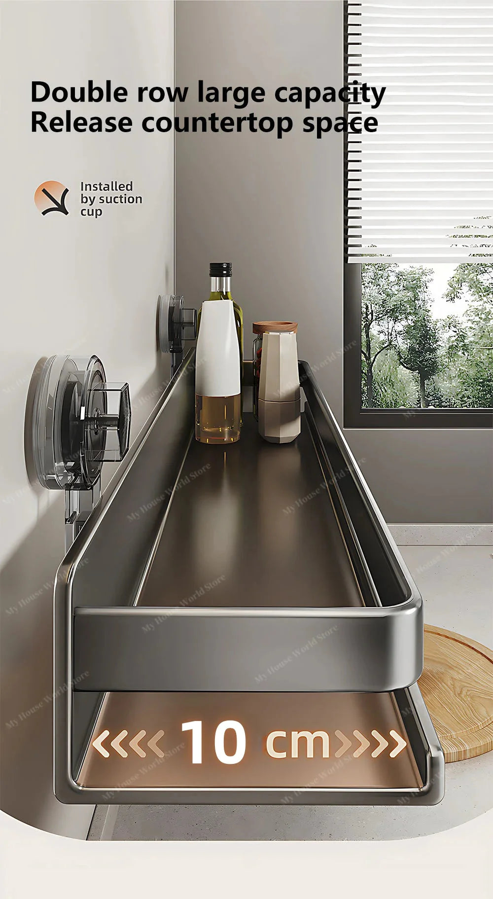 Shower Suction Cup Shelf Storage Shelf Home Organizer Shelf Holder Bathroom Organizer Suction Cup Wall Mounted Storage Rack