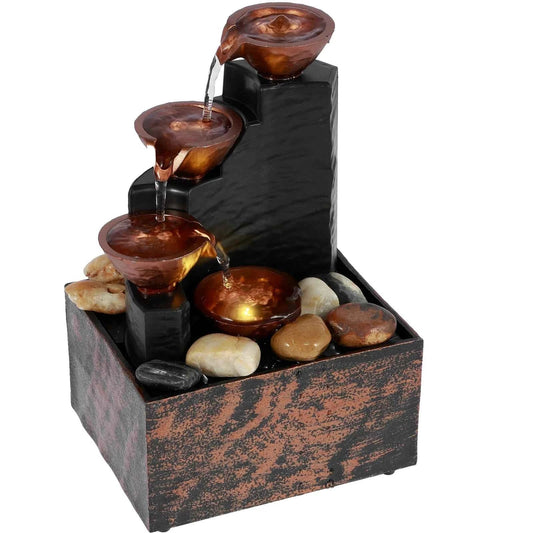 Tabletop Fountain Small Waterfall Fountain Desktop Decor With Light And Pebble USB Powered Sound Relaxation Fountain Ornament