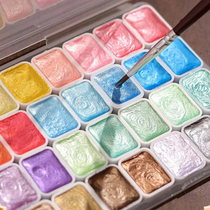 12/24/35/48Color Pearlescent Solid Watercolor Paint Multifunctional Painting Tool Set Painting Paint DIY Watercolor Sets