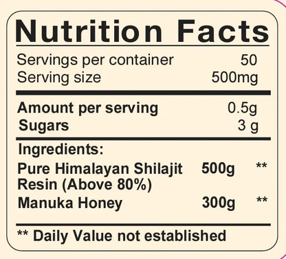 Pure Shilajit Resin with Manuka Honey | Premium Energy, Immunity & Vitality Blend
