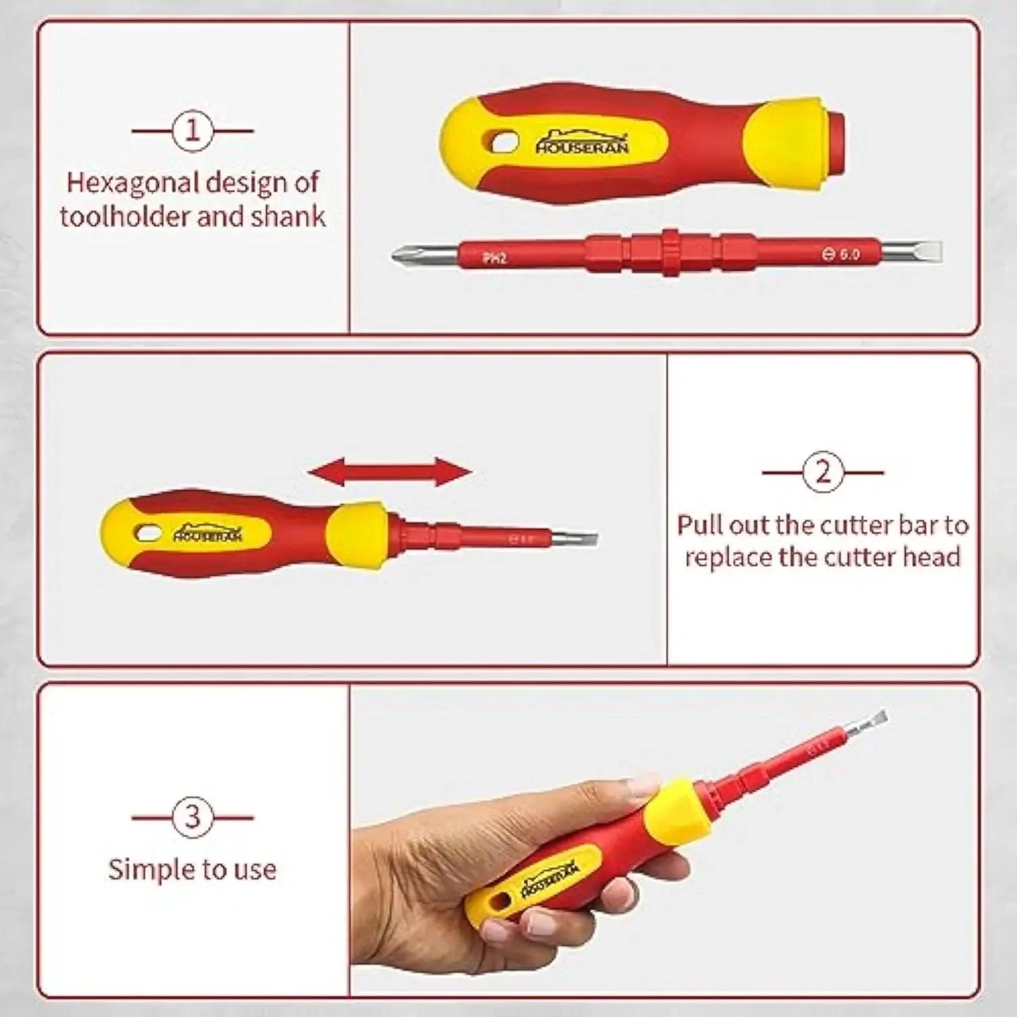 9714B 500V Insulated Screwdriver Set 12Pcs Double-Ended Insulated Screwdriver Tool with Non-Slip Handle All-in-One Prem