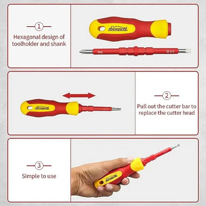 9714B 500V Insulated Screwdriver Set 12Pcs Double-Ended Insulated Screwdriver Tool with Non-Slip Handle All-in-One Prem