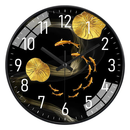 Simple Luxury Quartz Clock Hanging Wall Fish Decoration Modern Style Restaurant Living Room Home Decor Clock 8 10 12 Inche