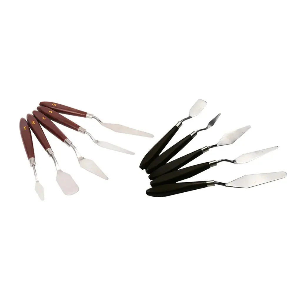 Hot 5PCS Stainless Steel Scraper Spatula Art Supplies for Artist Canva Oil Paint Color Mixing Palette Knife Painting Wholesale