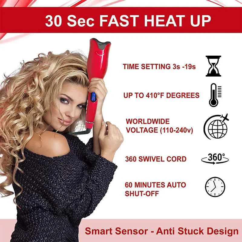 Hot Selling Multifunctional Automatic Rotating Curler For Women'S Hairstyles Portable Ceramic Coated Curling Iron