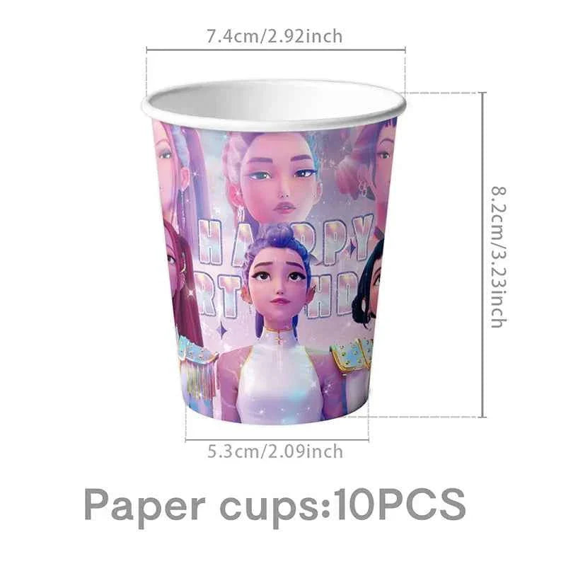 K-Pop Demon Hunters Birthday Decorations Girls Birthday Party Tableware Balloons Set Cup Plates Girls Favor Kpop Warriors Supply