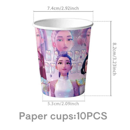 K-Pop Demon Hunters Birthday Decorations Girls Birthday Party Tableware Balloons Set Cup Plates Girls Favor Kpop Warriors Supply