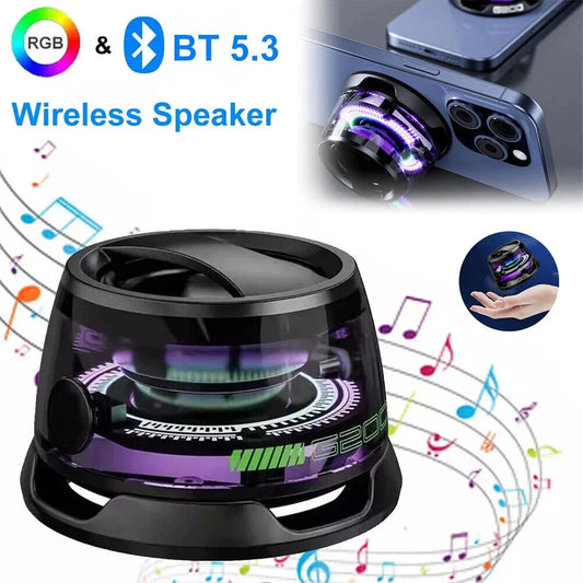 Magnetic Portable Bluetooth Speaker Mini Sound Box HiFi Stereo Soundbar Wireless Loudspeaker with LED Color Light Phone Holder
