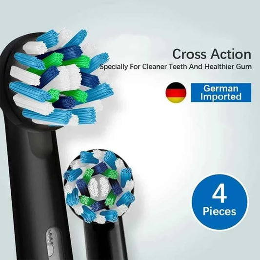 Oral-B EB50 Cross Action Teeth Clean Round Head Replacement Brush Heads for Adult Rotation Type Tooth Brush Black 4PC/Pack