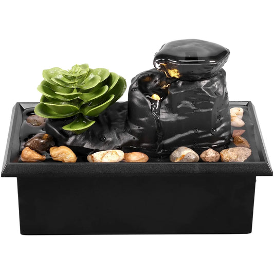 Tabletop Fountain Battery/USB Operated Water Fountain Feature Zen Meditation Fountain Decor Sound Relaxation Fountain Ornament